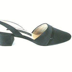 Nina Black Rhinestones Pump Block Heels Womens 8.5